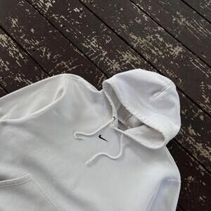 (M) Vintage 90s Y2K Nike Center Swoosh Hoodie White Black